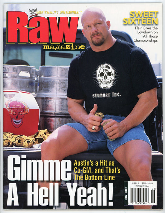 WWF WWE Raw Vintage Wrestling Magazine (July 2003) "Stone Cold" Steve Austin