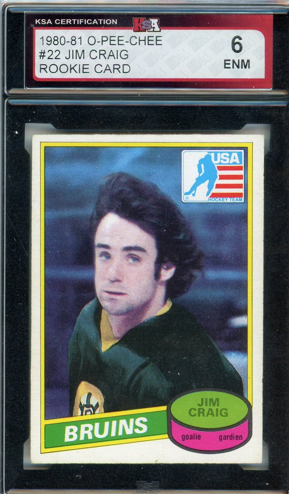 1980/81 OPC O-Pee-Chee Jim Craig Graded Rookie Card #22 KSA 6