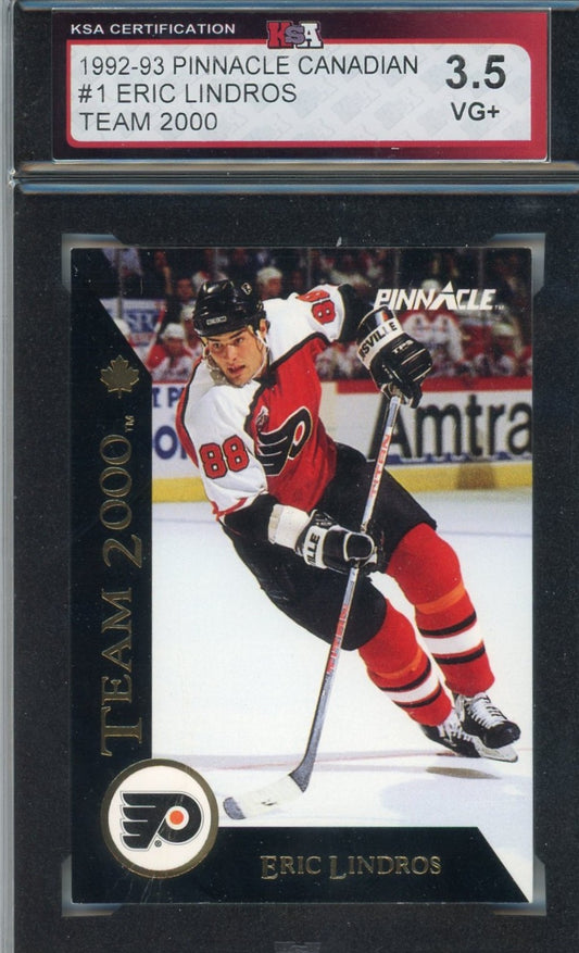 1992/93 Pinnacle Canadian Eric Lindros Team 2000 Graded Card #1 KSA 3.5