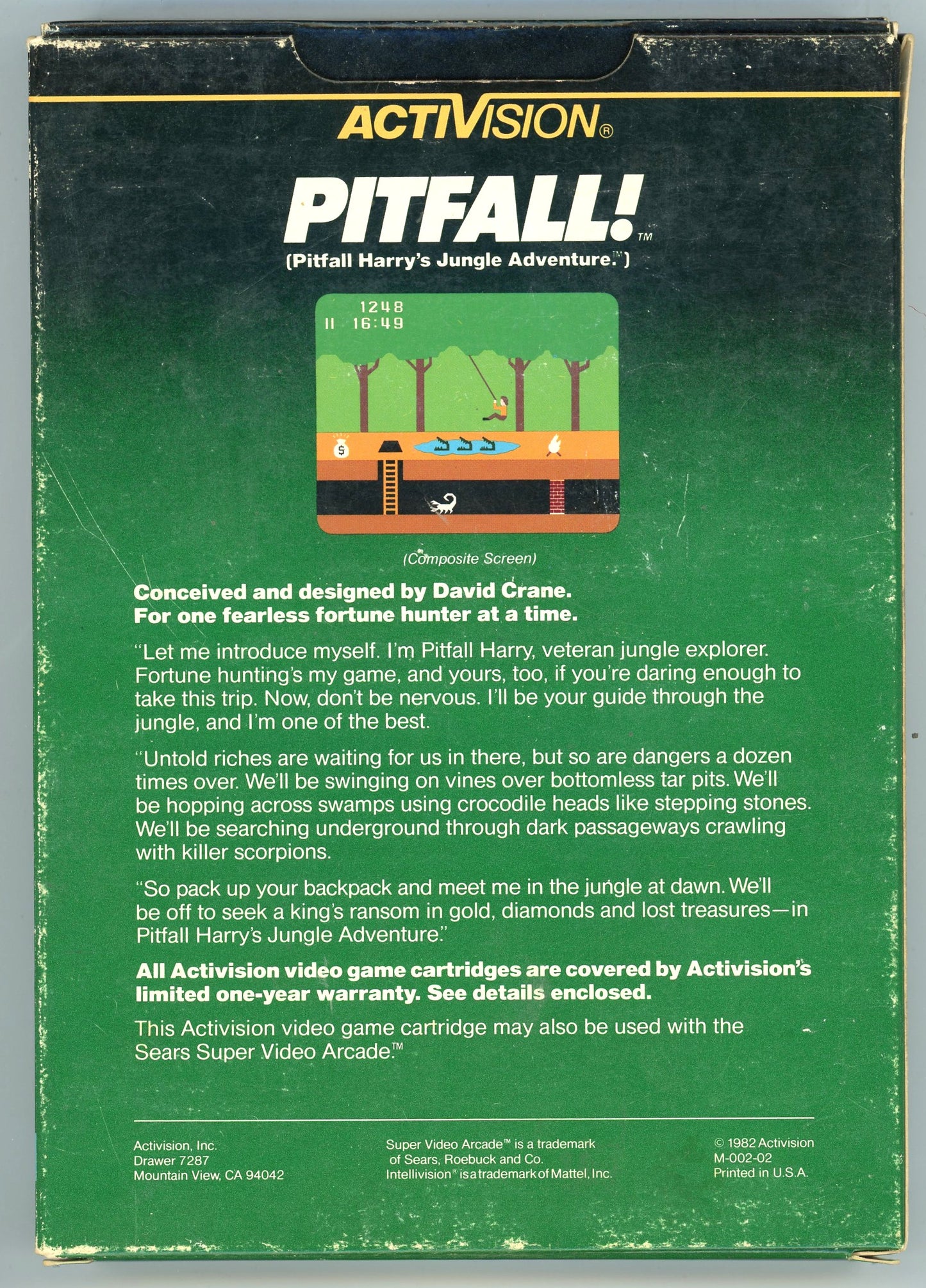 1982 Activision Pitfall! Intellivision Video Game Cartridge in Box