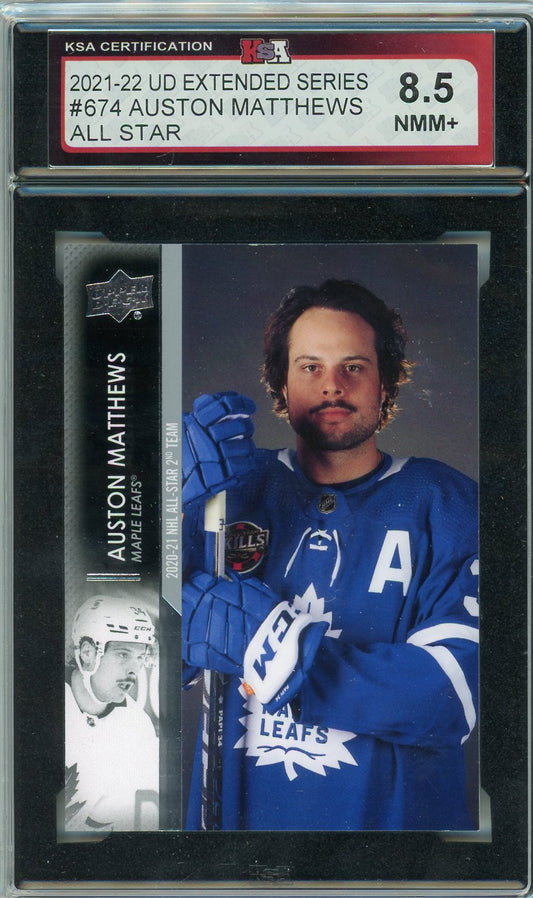 2021/22 Upper Deck Extended Series Auston Matthews All Star Graded Card #674 KSA 8.5