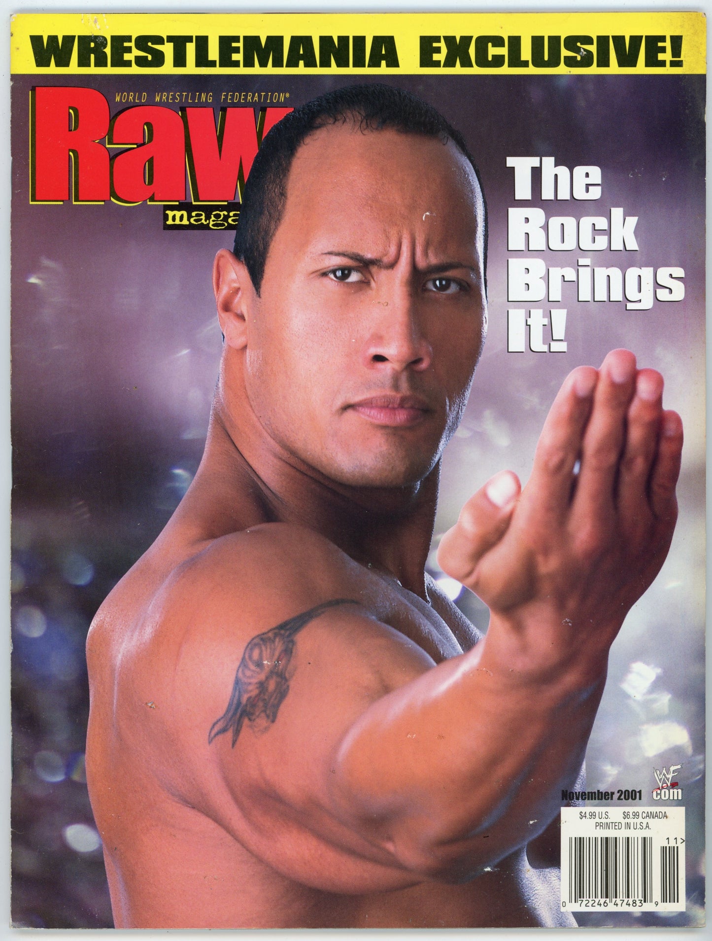 WWF WWE Raw Wrestling Magazine (November 2001) The Rock Cover