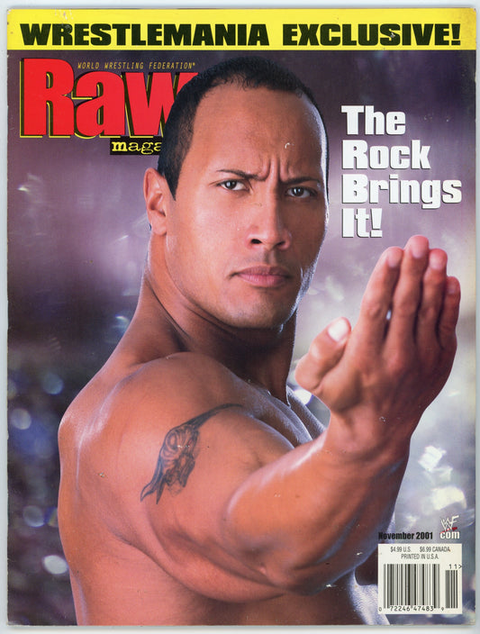 WWF WWE Raw Wrestling Magazine (November 2001) The Rock Cover