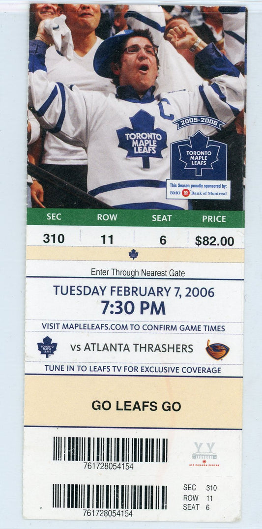 Toronto Maple Leafs vs. Atlanta Thrashers Vintage Ticket Stub Air Canada Centre 2006