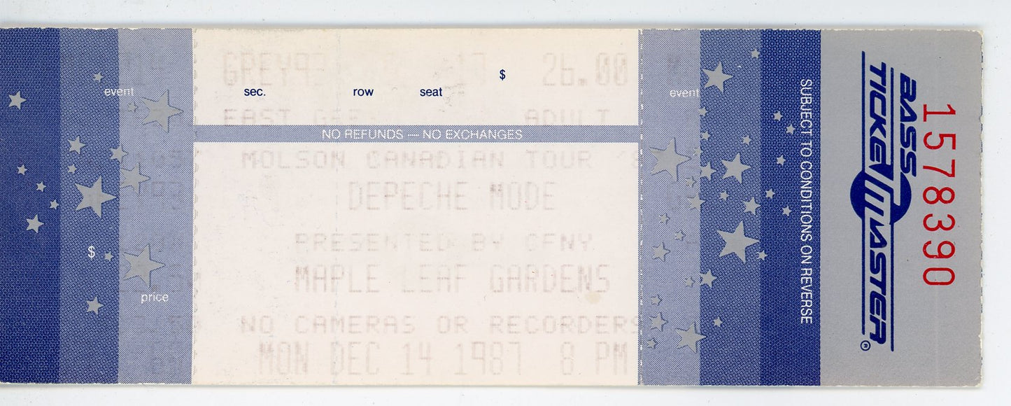 Depeche Mode Vintage Concert Ticket Stub Maple Leaf Gardens (Toronto, 1987)