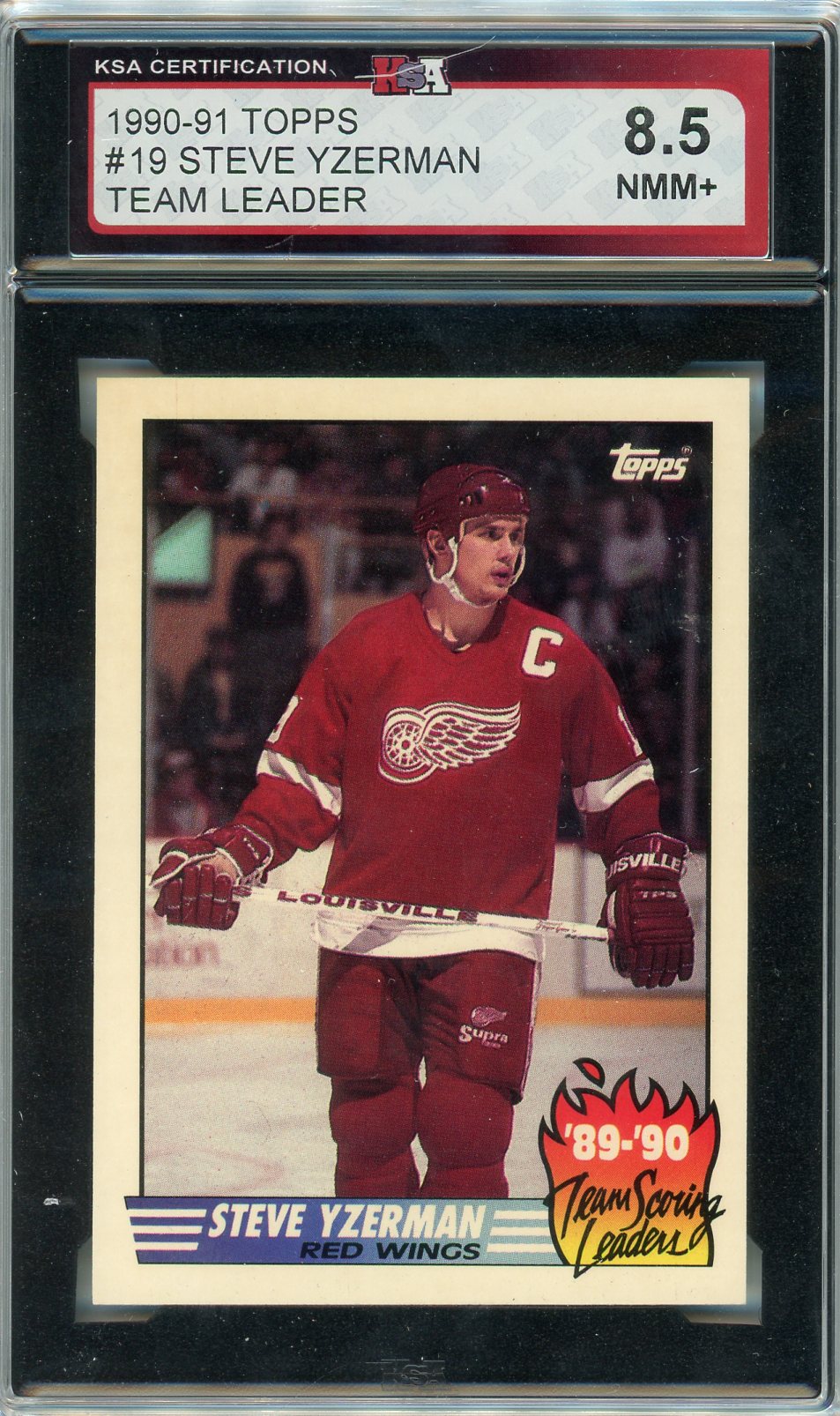 1990/91 Topps Steve Yzerman Team Leader Graded Card #19 KSA 8.5