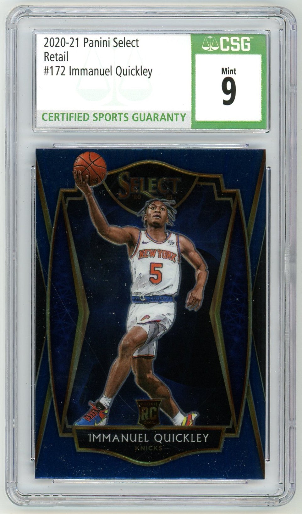 2020/21 Panini Select Immanuel Quickley Graded Rookie Card #172 CSG 9