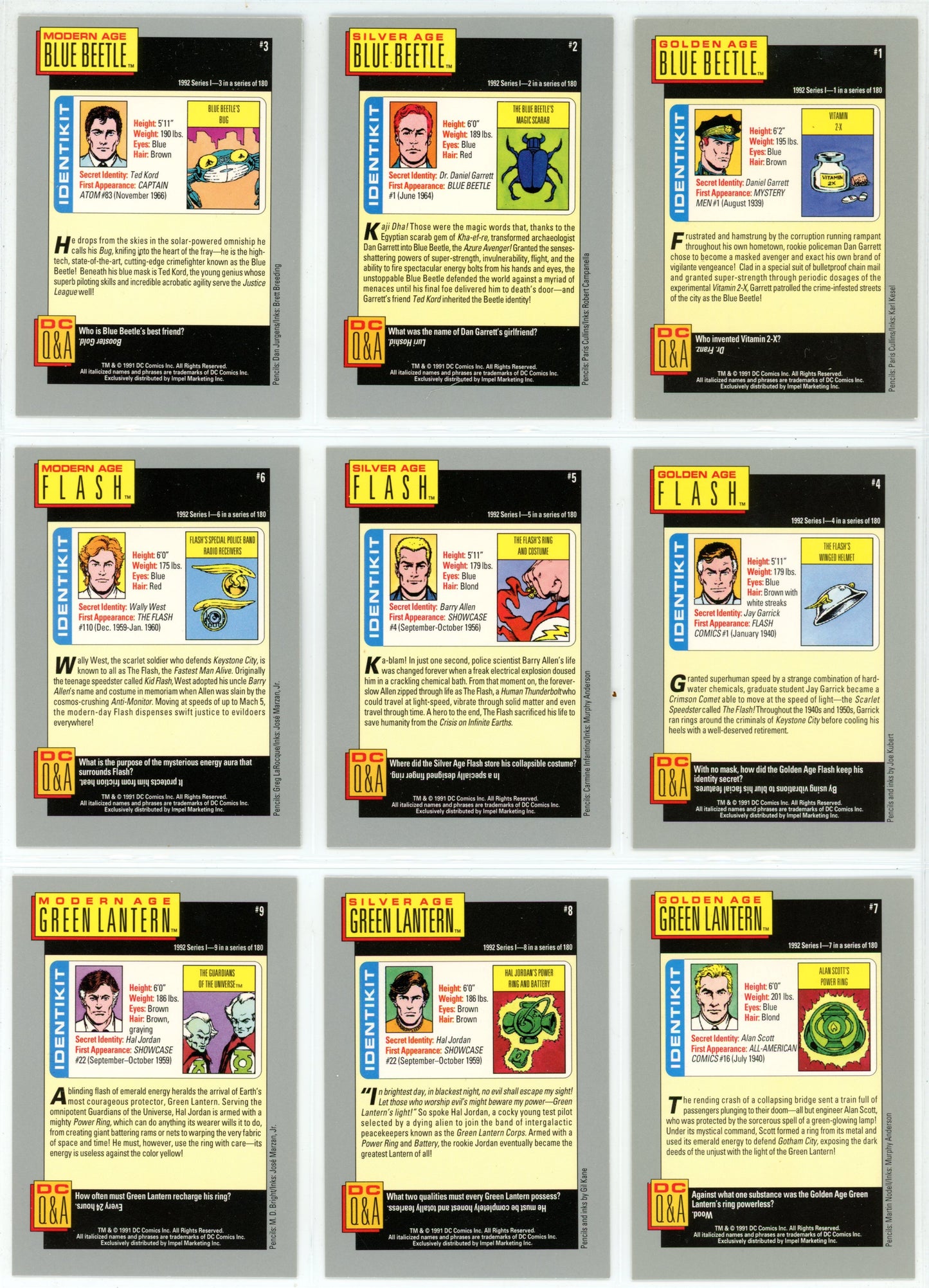 1992 Impel DC Comics Cosmic Cards Complete Base Set (180 Cards) Premier Edition