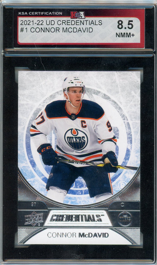 2021/22 Upper Deck Credentials Connor McDavid Graded Card #1 KSA 8.5