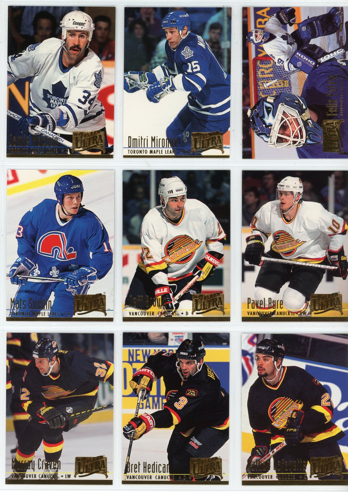 1994/95 Fleer Ultra NHL Hockey Card Series One Set (250 Cards)