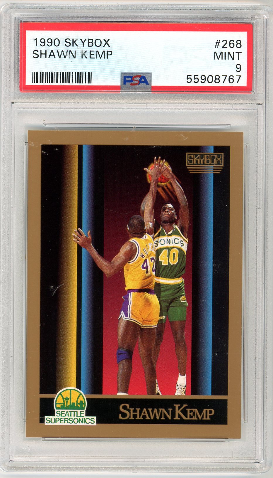 1990 Skybox Shawn Kemp Graded Basketball Card #168 PSA 9