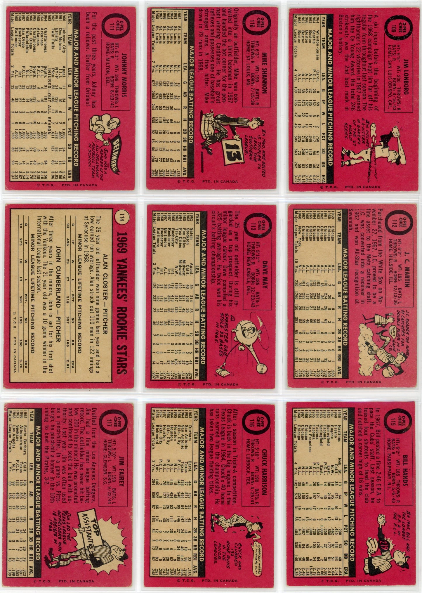 1969 OPC O-Pee-Chee MLB Baseball Card Complete Set (218 Cards) VG+/EX