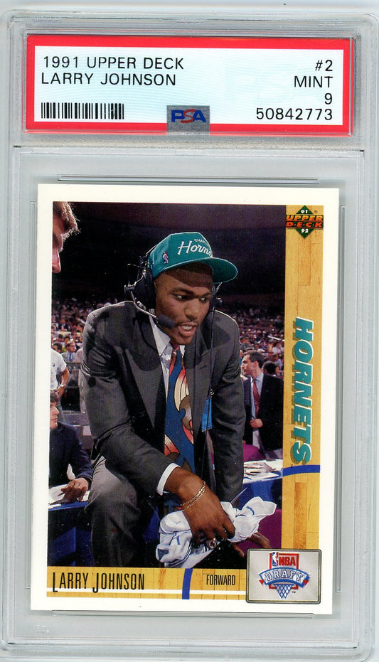 1991 Upper Deck Larry Johnson Graded Basketball Card #2 PSA 9