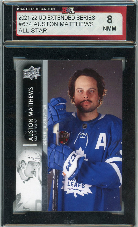 2021/22 Upper Deck Extended Series Auston Matthews Graded Card #647 KSA 8