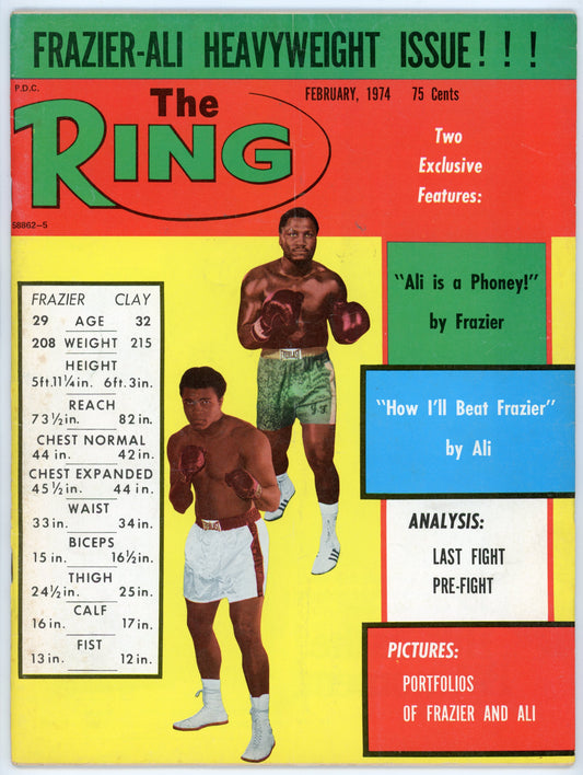 The Ring Vintage Boxing Magazine (February 1974) Joe Frazier, Muhammad Ali