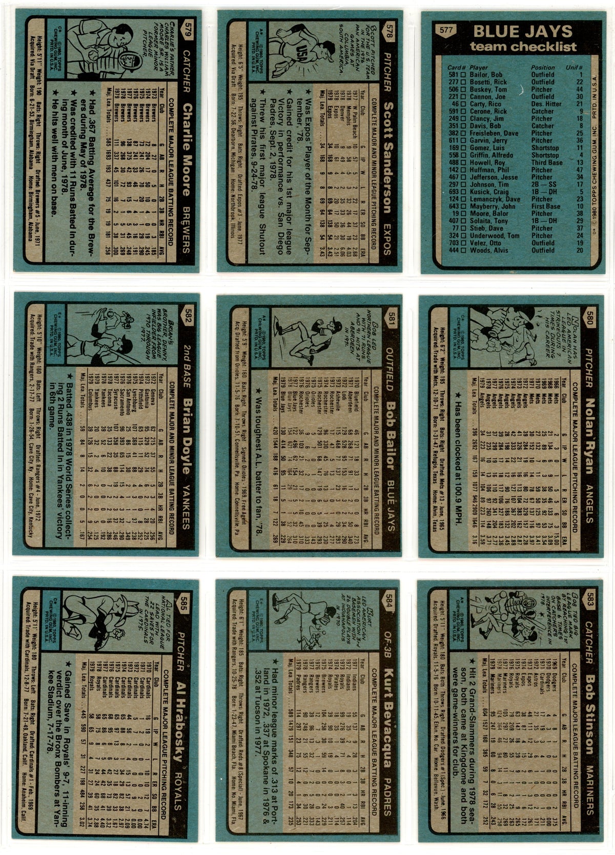 1980 Topps MLB Baseball Complete Set (726 Cards) Rickey Henderson Rookie - Razor Sharp!