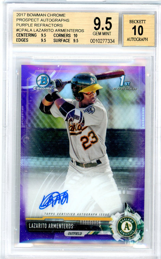 2017 Bowman Chrome Prospect Autographs Lazarito Armenteros Graded Rookie Card BGS 9.5