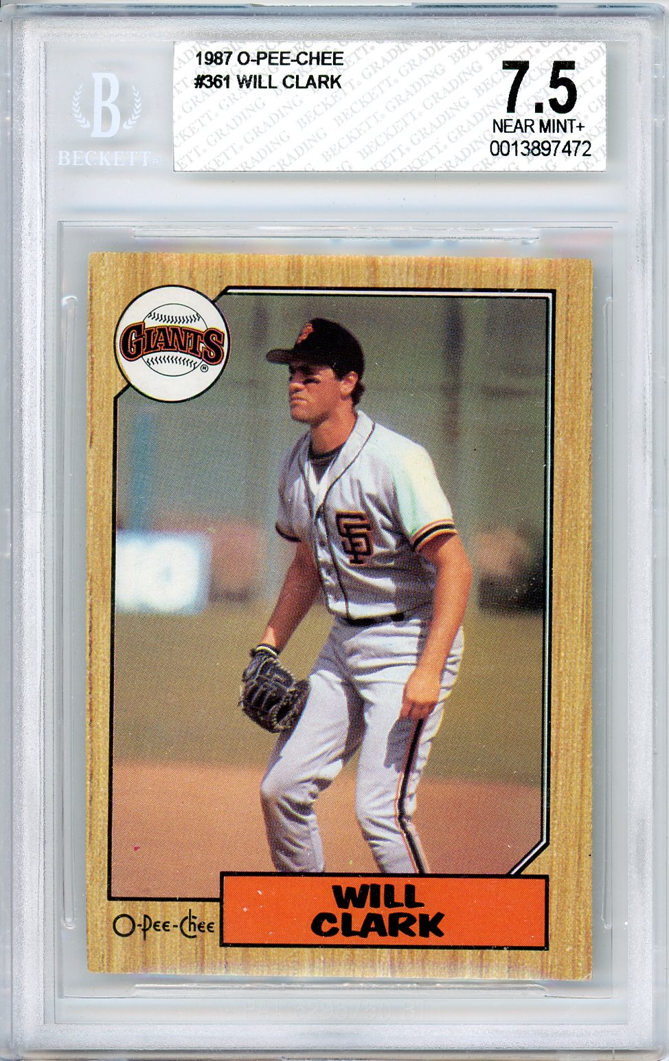 1987 O-Pee-Chee Will Clark Graded Baseball Card #361 BGS 7.5