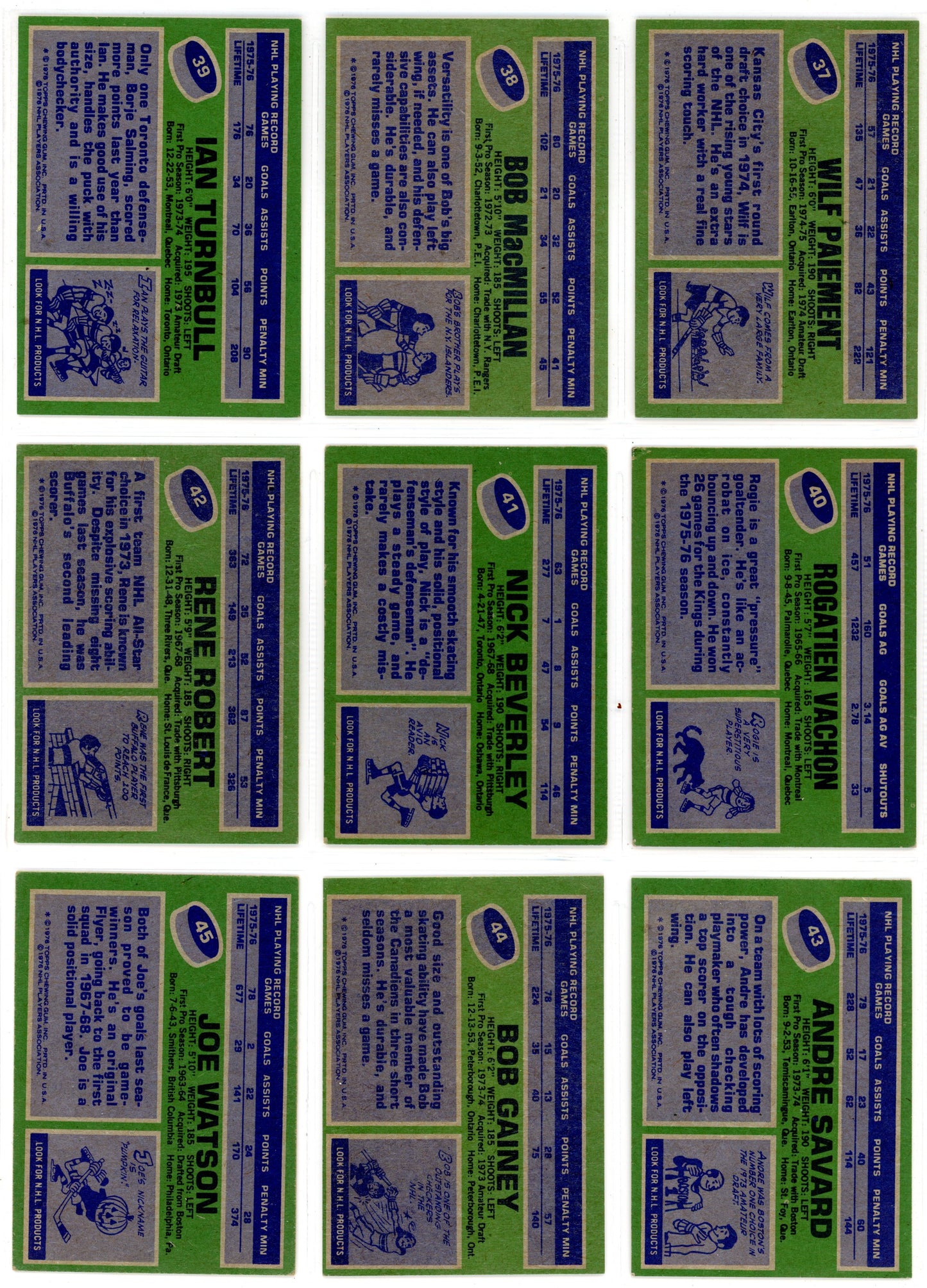 1976/77 Topps Hockey Card Complete Set (264 Cards) EX+ Condition Trottier Rookie