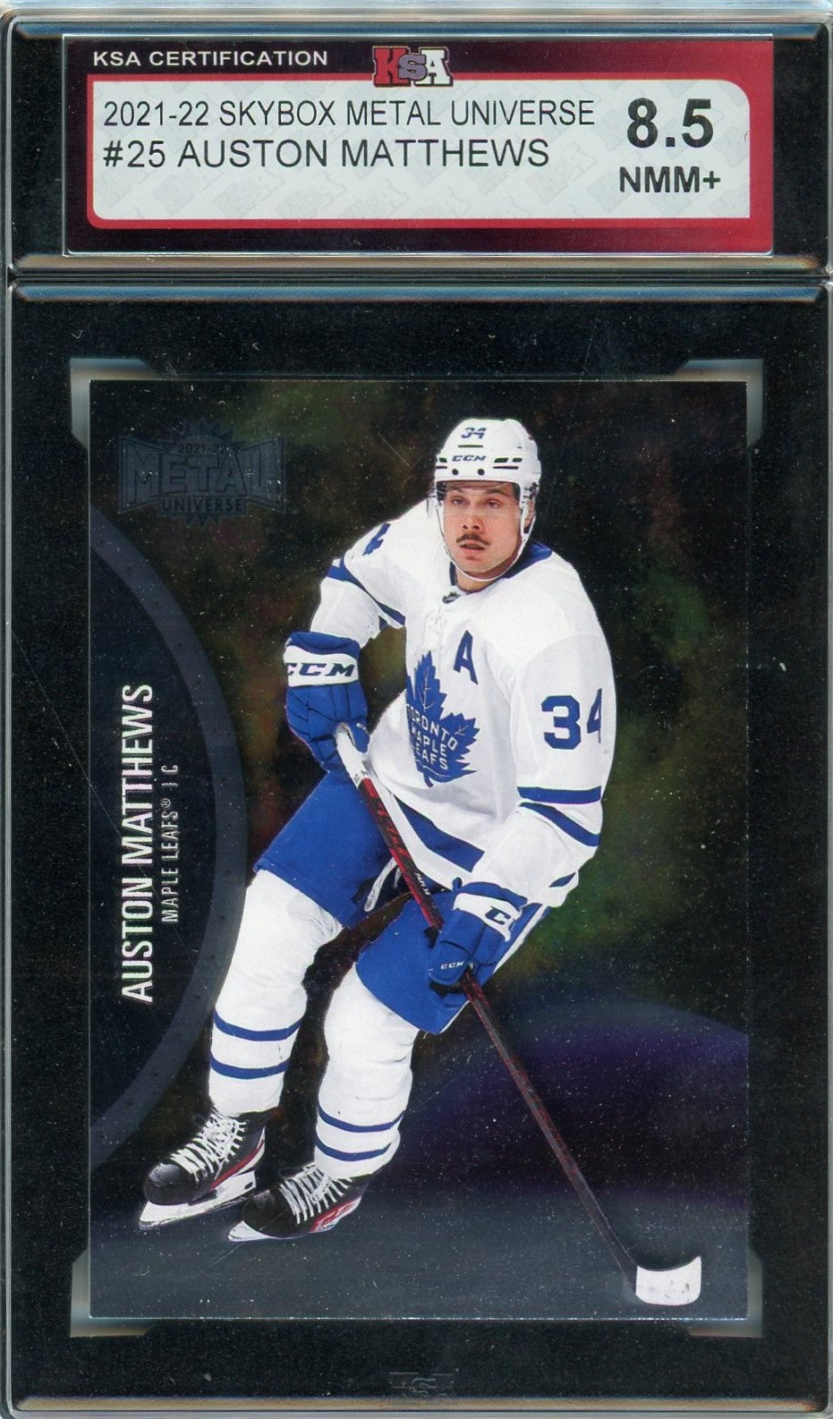 2021/22 Skybox Metal Universe Auston Matthews Graded Card #25 KSA 8.5