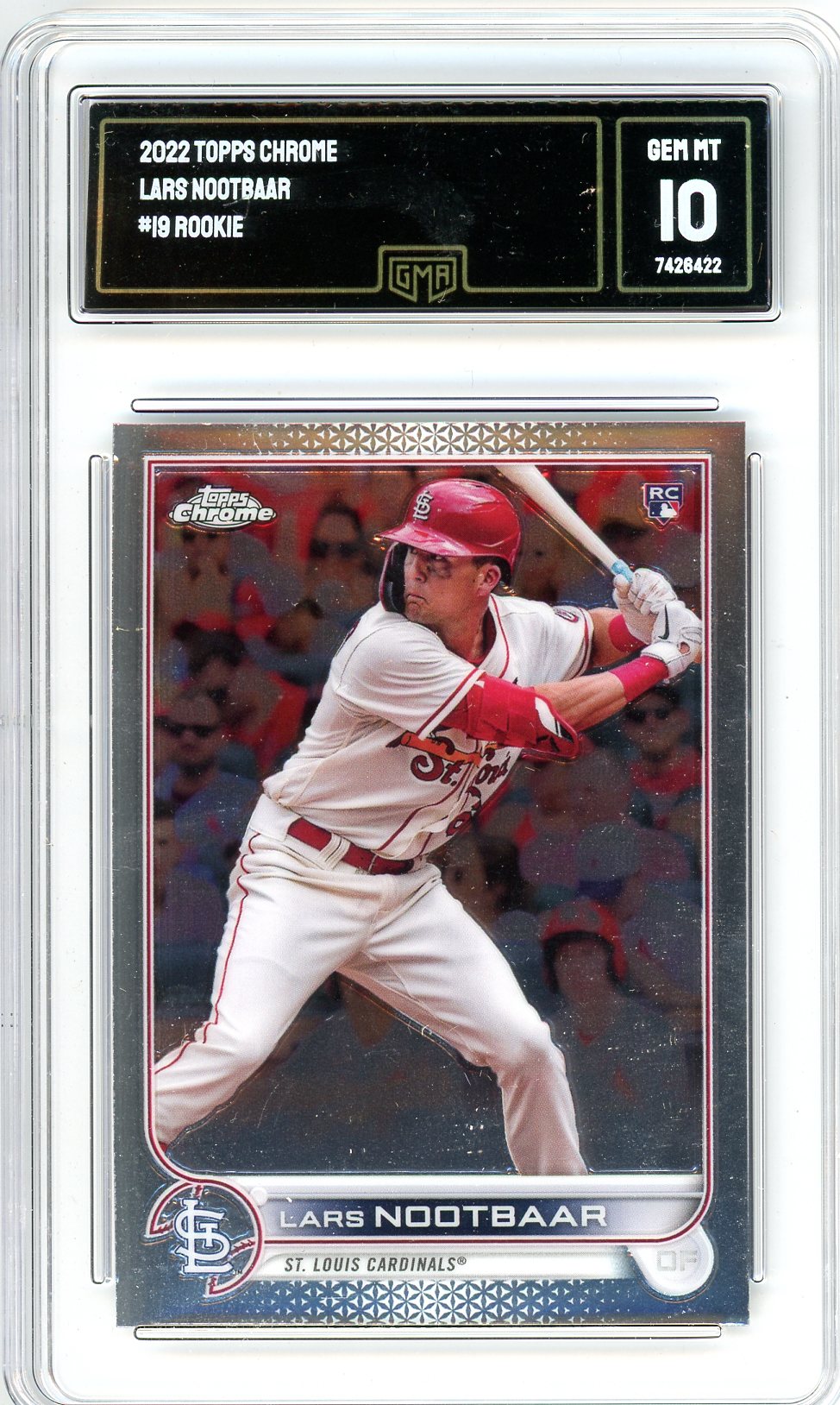 2022 Topps Chrome Lars Nootbaar Graded Rookie Card #19 GMA 10