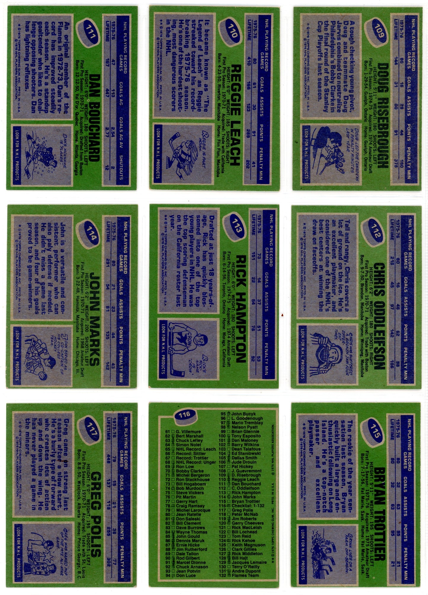 1976/77 Topps Hockey Card Complete Set (264 Cards) EX+ Condition Trottier Rookie