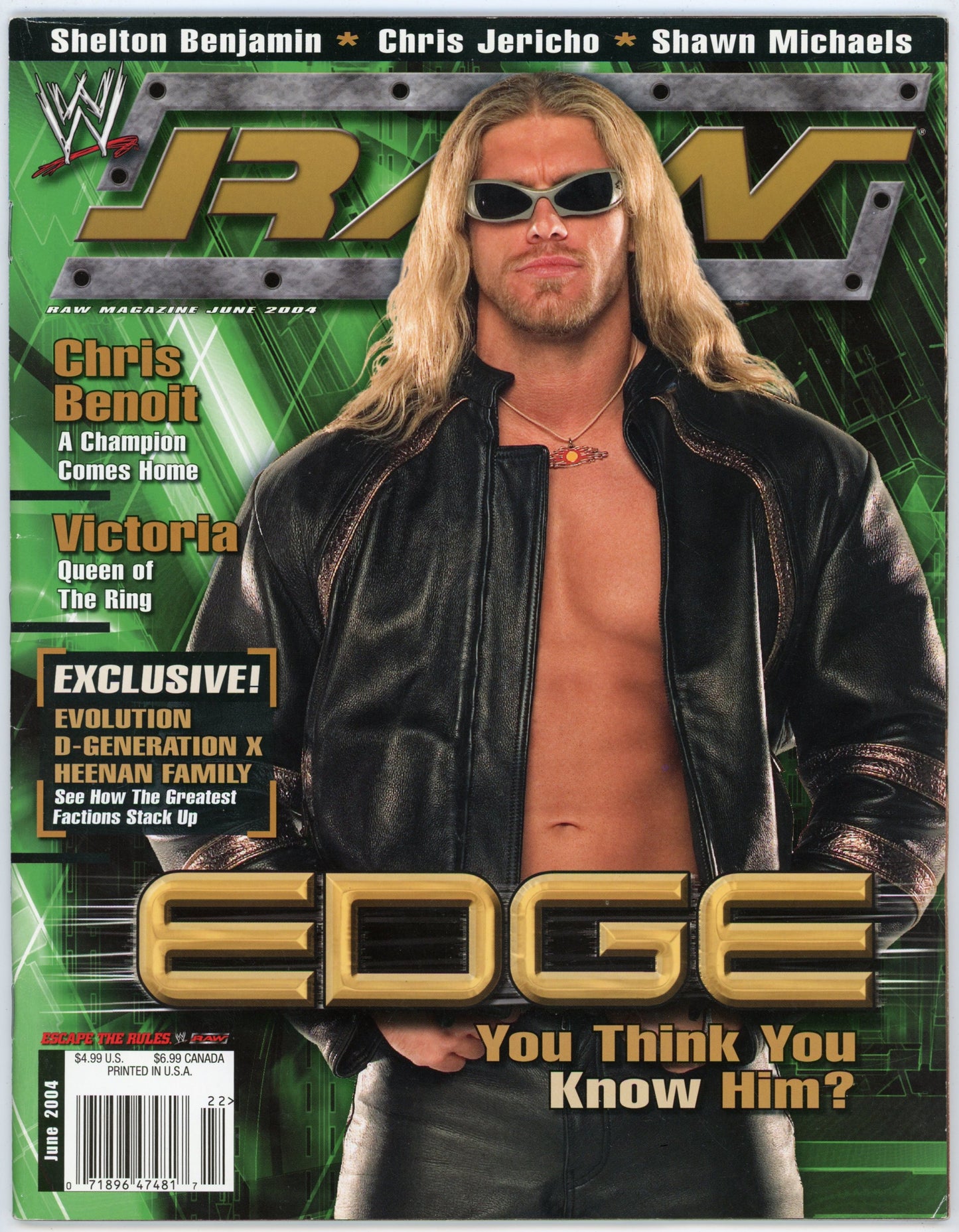 WWE Raw Vintage Wrestling Magazine (June 2004) Edge Cover