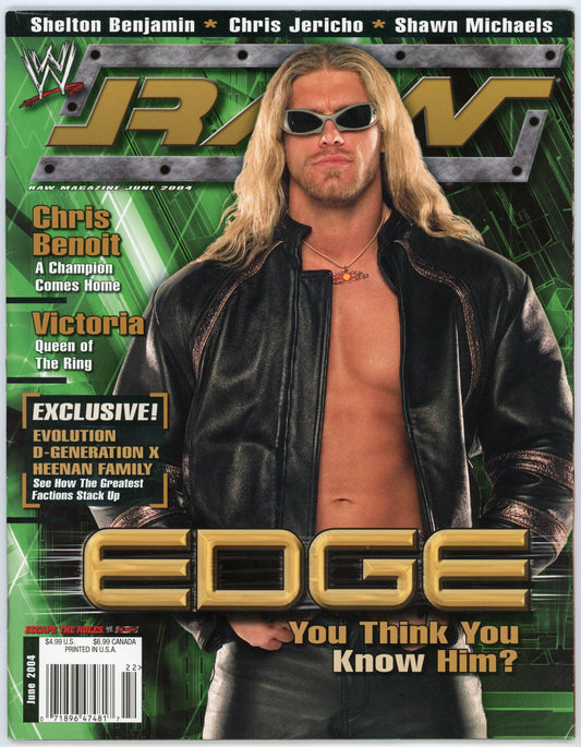 WWE Raw Vintage Wrestling Magazine (June 2004) Edge Cover