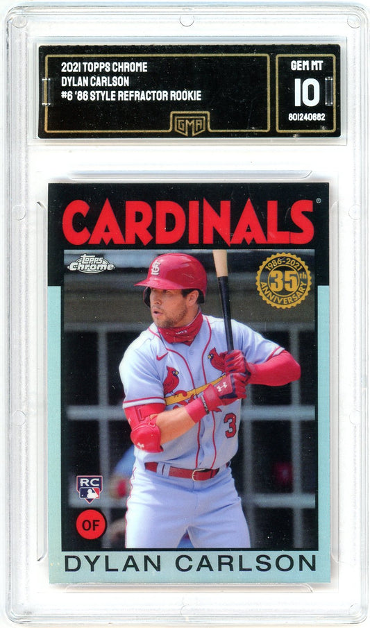 2021 Topps Chrome Dylan Carlson Graded Rookie Card #6 GMA 10