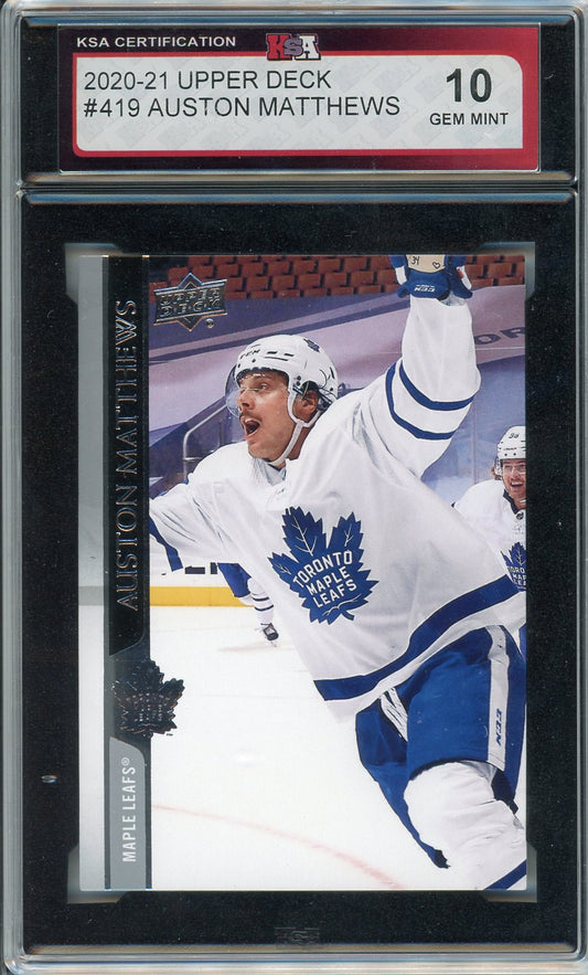 2020/21 Upper Deck Auston Matthews Graded Card #419 KSA 10