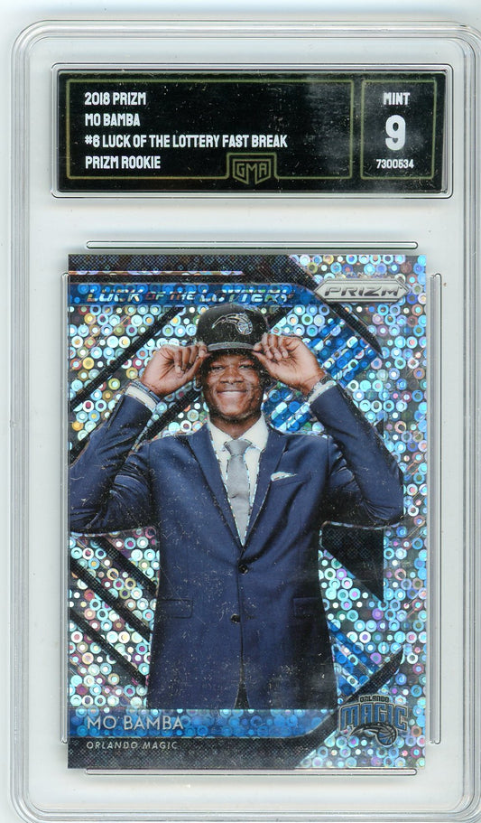 2018 Prizm Mo Bamba Graded Rookie Card #8 Luck of the Lottery GMA 9