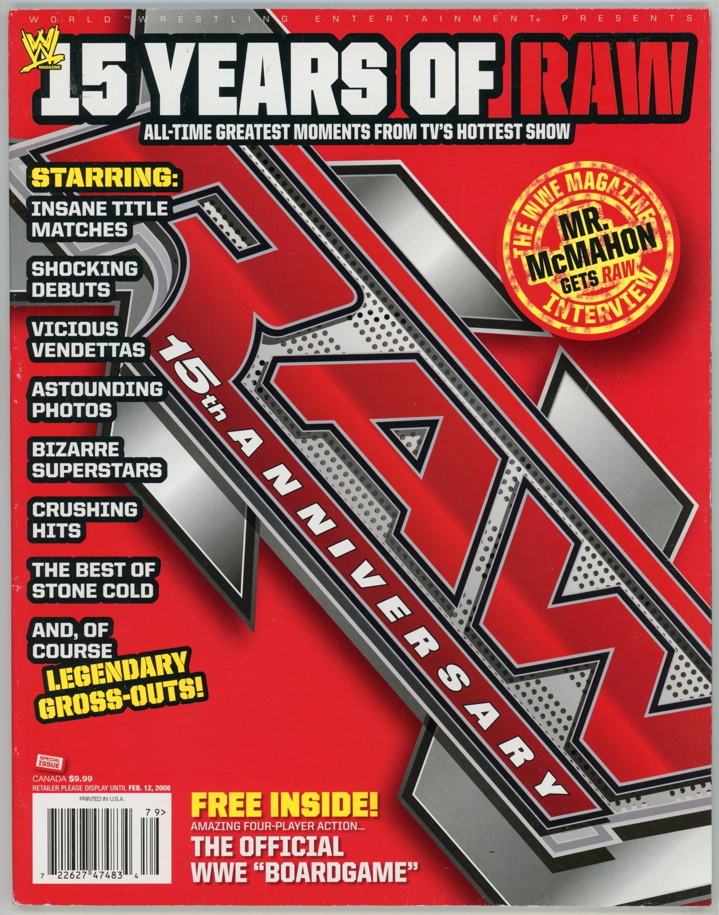 WWE 15 Years of Raw Wrestling Magazine (2008) Special Issue McMahon Interview