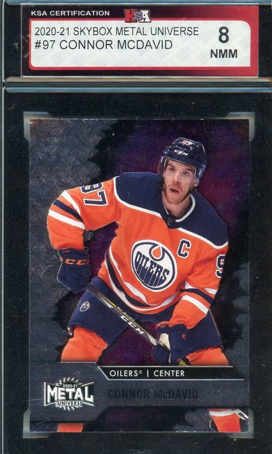 2020/21 Skybox Metal Universe Connor McDavid Graded Card #97 KSA 8