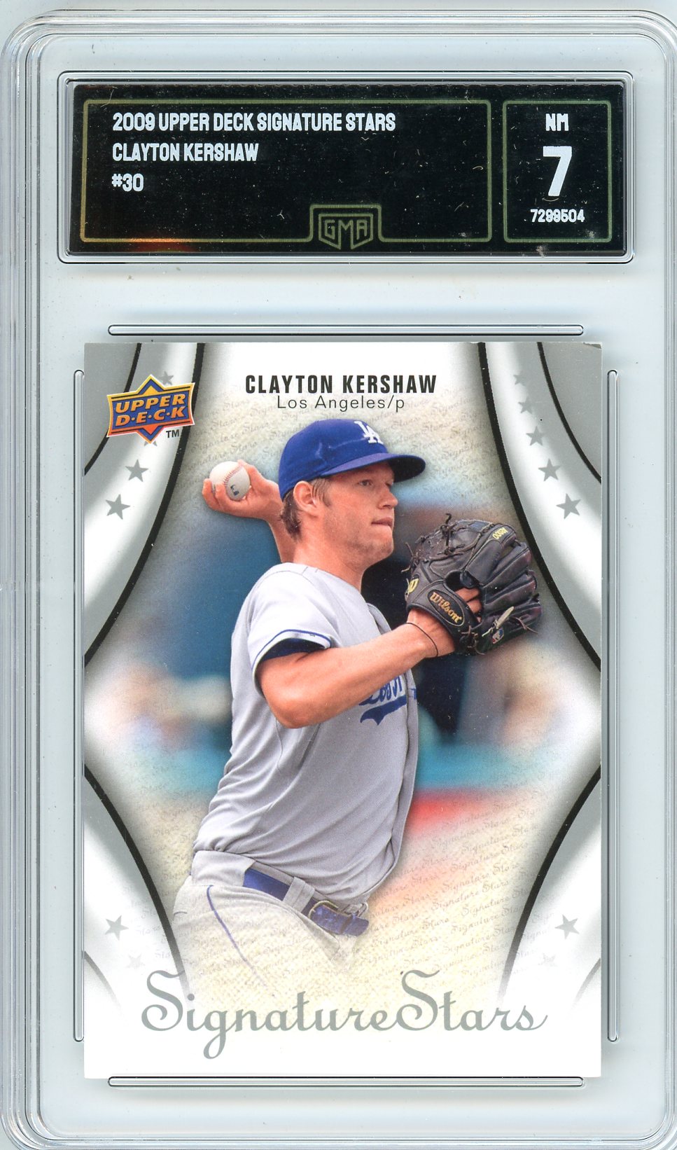 2009 Upper Deck Signature Stars Clayton Kershaw Graded Card #30 GMA 7