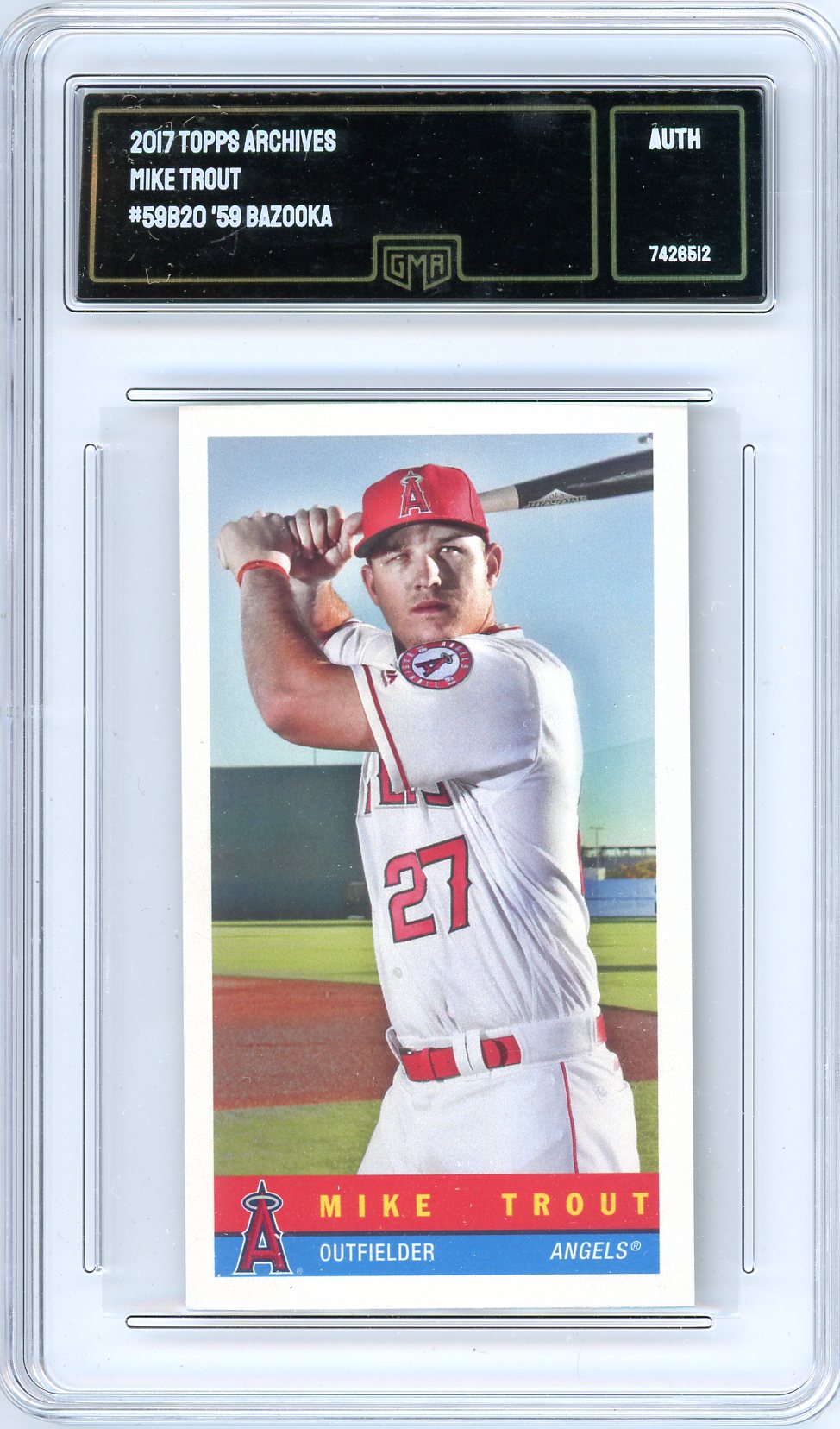 2017 Topps Archives Mike Trout Graded Baseball Card '59 Bazooka GMA Authenticated