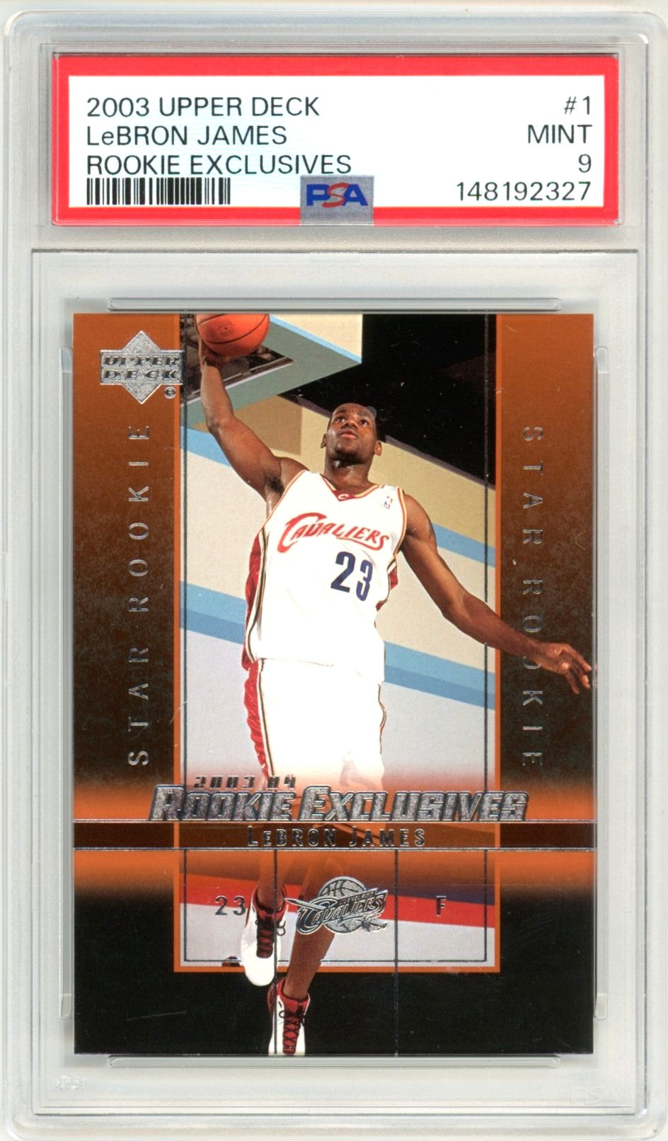 2003 Upper Deck LeBron James Rookie Exclusives #1 Graded Rookie Card PSA 9