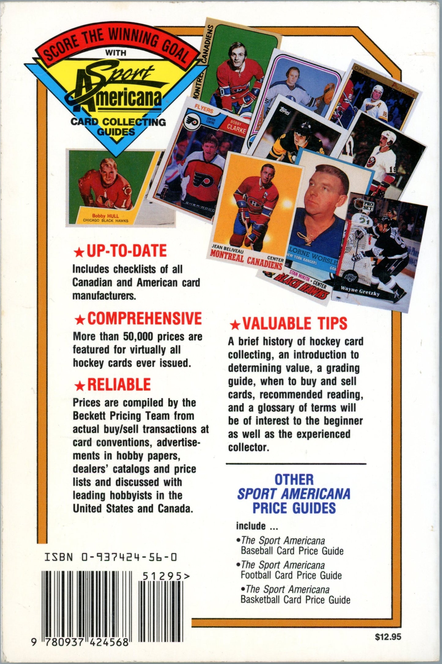 1991 The Sport Americana Hockey Card Illustrated Price Guide Premiere Edition Vintage Book