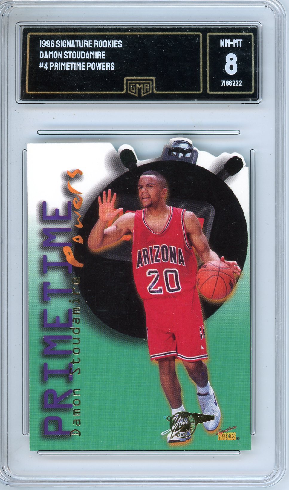 1996 Signature Rookies Damon Stoudamire Graded Card #4 GMA 8