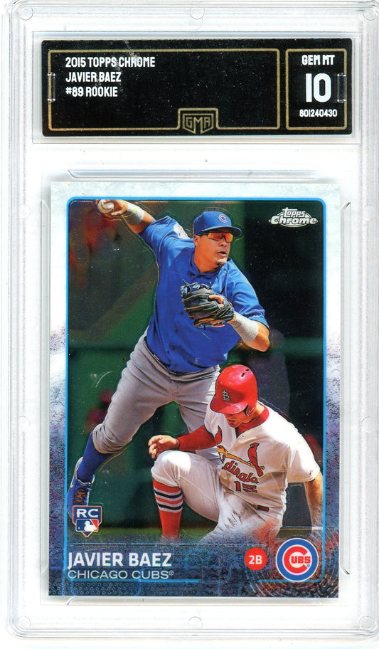 2015 Topps Chrome Javier Baez Graded Rookie Card #89 GMA 10