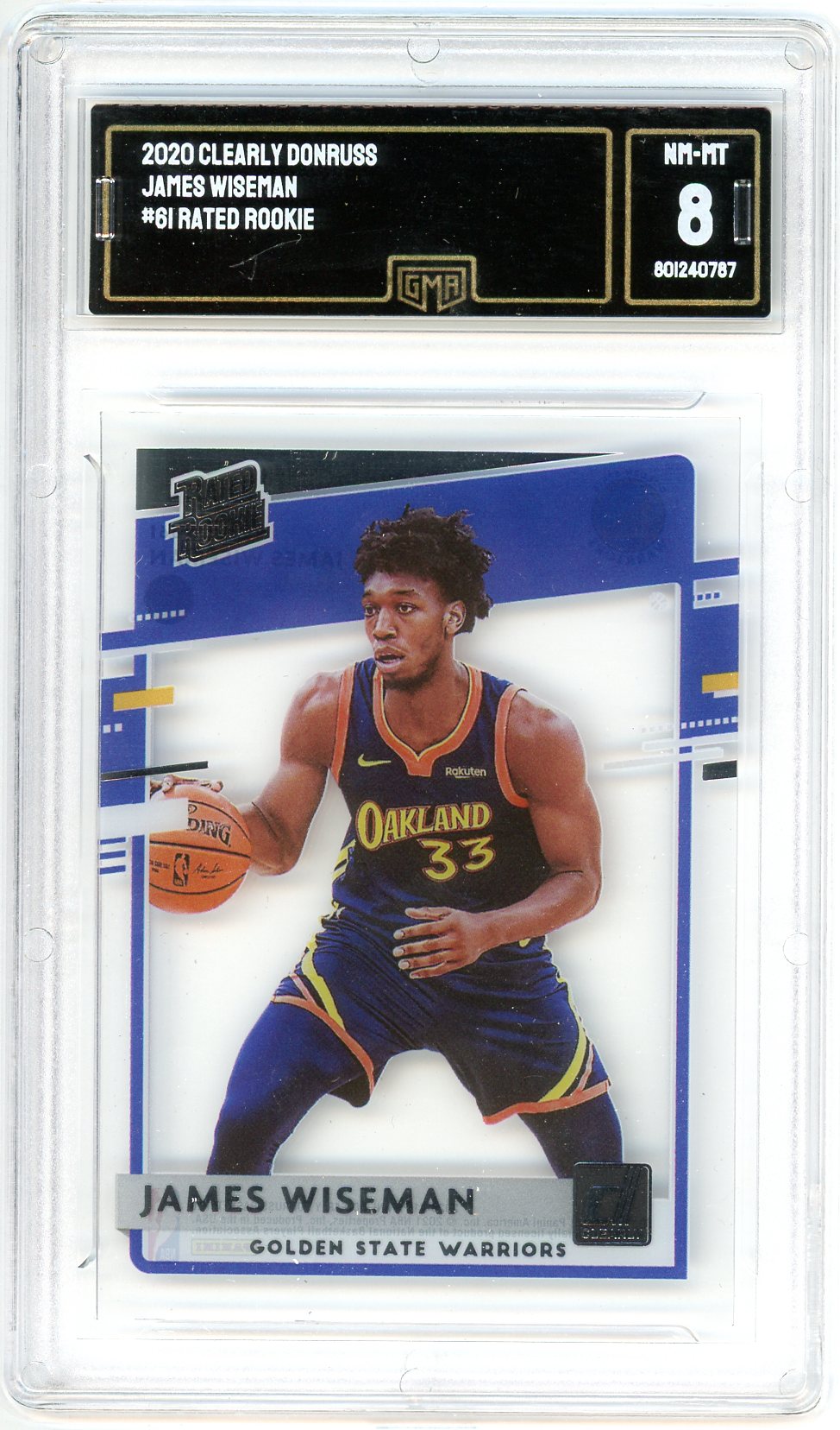 2020 Clearly Donruss James Wiseman Graded Rookie Card #61 GMA 8