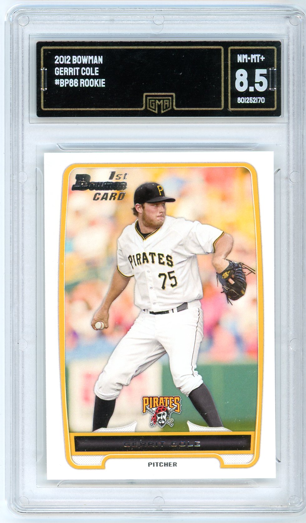 2012 Bowman Gerrit Cole Graded Rookie Card #BP86 GMA 8.5