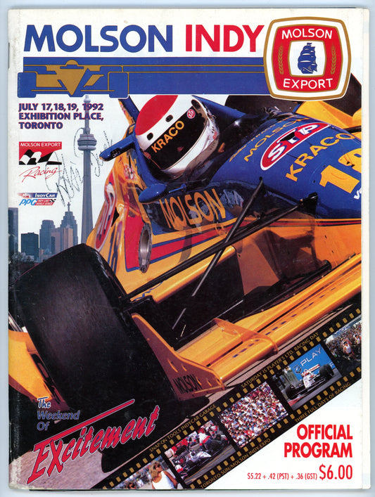 Indy Car Molson Export Vintage Official Racing Program (July 17-19, 1992) Molson Indy Exhibition Place Toronto