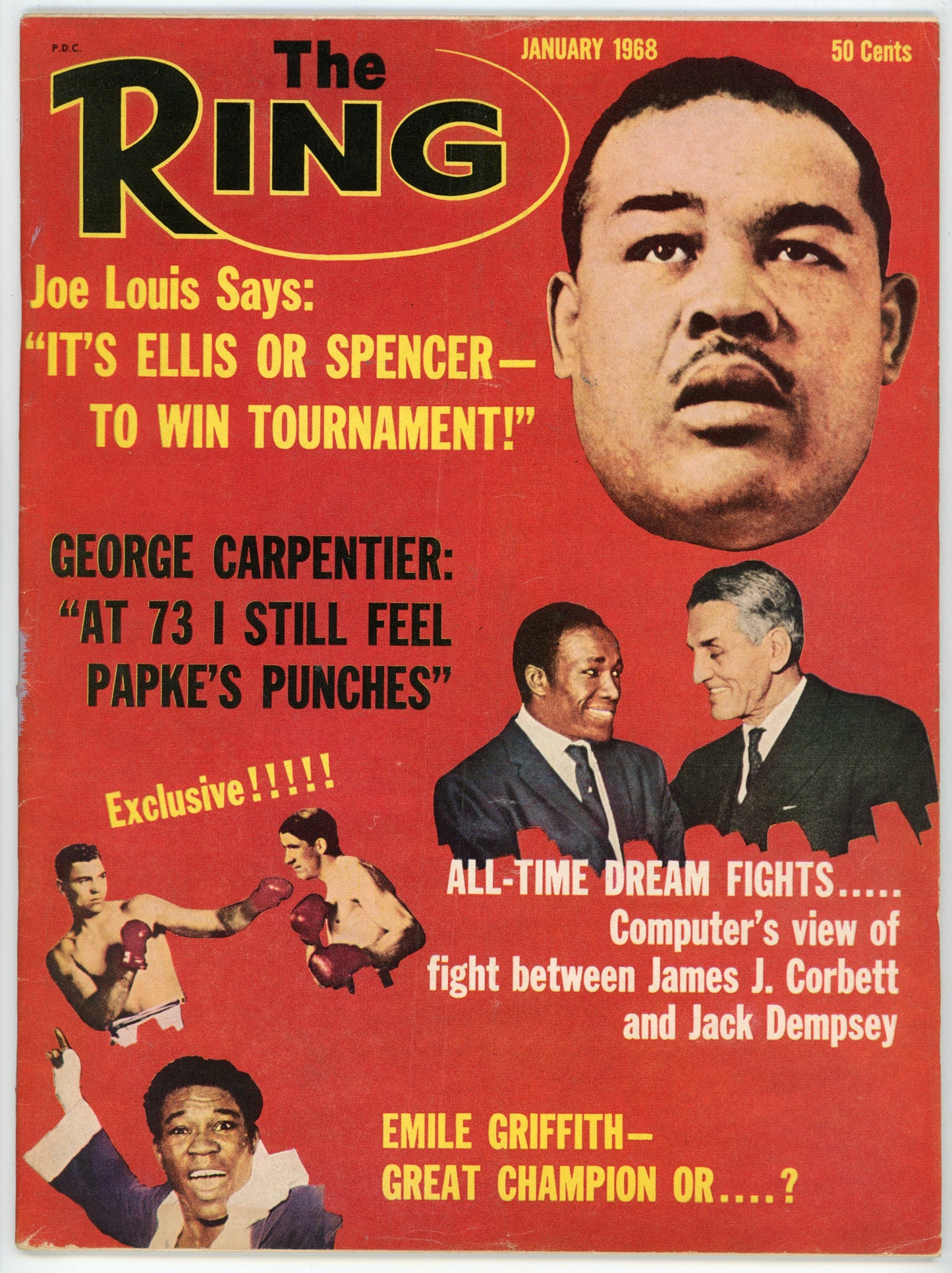 The Ring Vintage Boxing Magazine (January 1968) Joe Louis, George Carpenter, Emile Griffith
