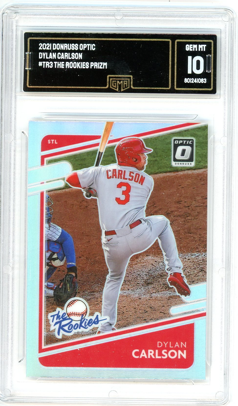 2021 Donruss Optic Dylan Carlson Graded Rookie Card #TR3 GMA 10