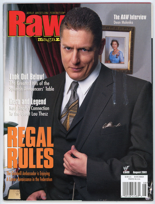 WWE Raw Vintage Wrestling Magazine (August 2001) William Regal Cover