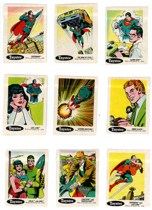 1978 DC Comics Taystee Bread Sticker Cards Complete Set (30 Cards)