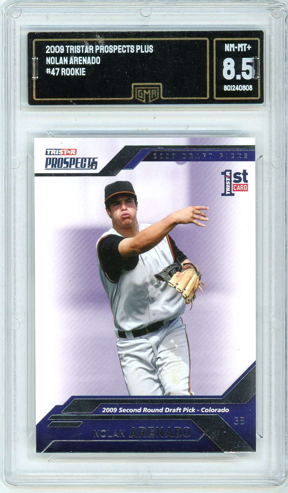 2009 Tristar Prospects Plus Nolan Arenado Graded Rookie Card #47 GMA 8.5