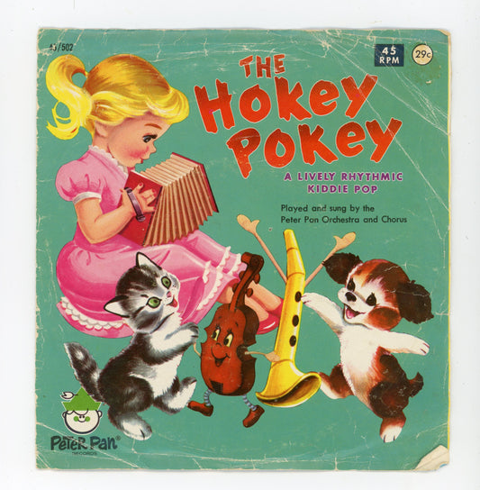1962 Peter Pan Records The Hokey Pokey 45RPM 7" Vintage Vinyl Record