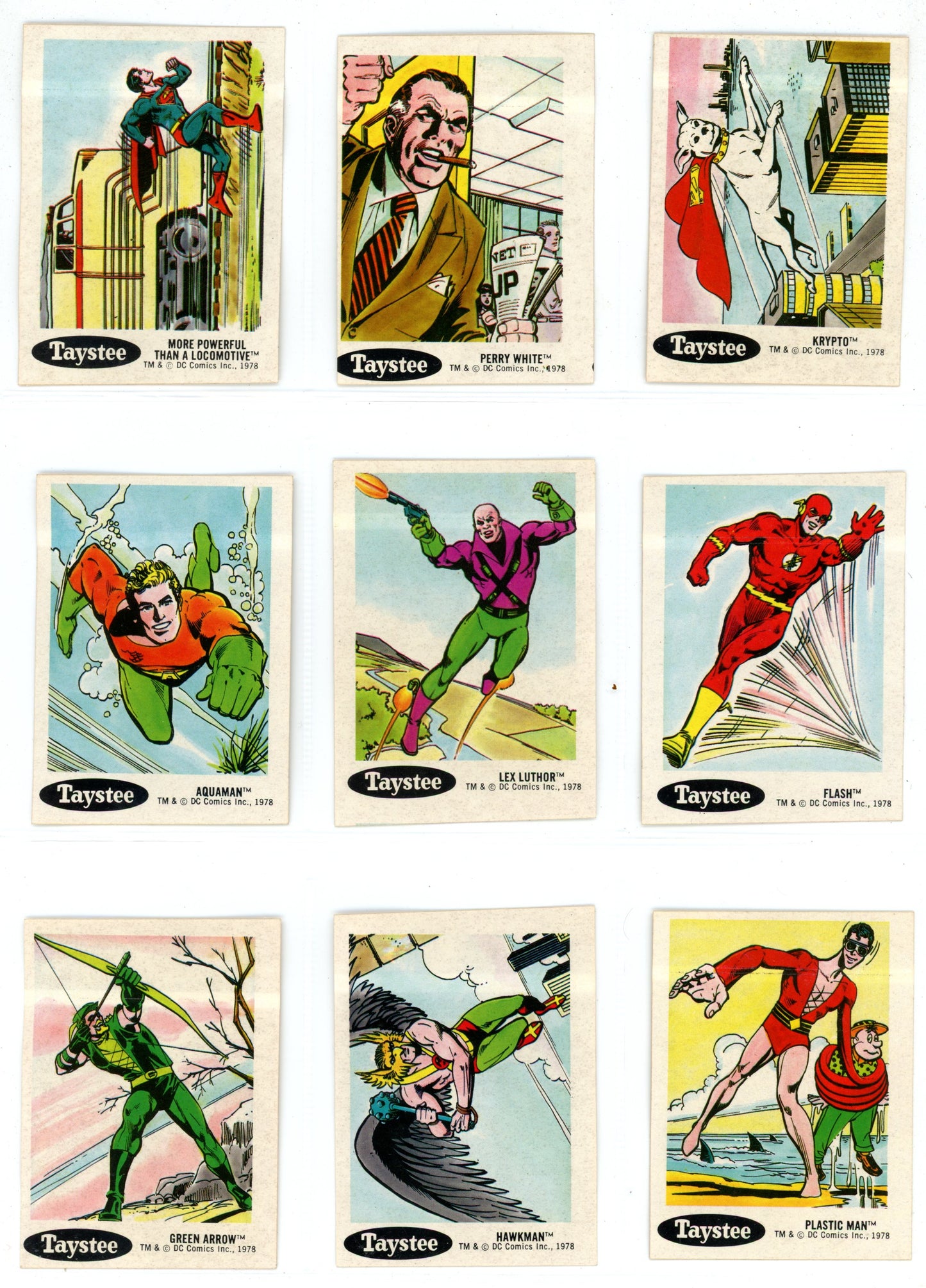 1978 DC Comics Taystee Bread Sticker Cards Complete Set (30 Cards)
