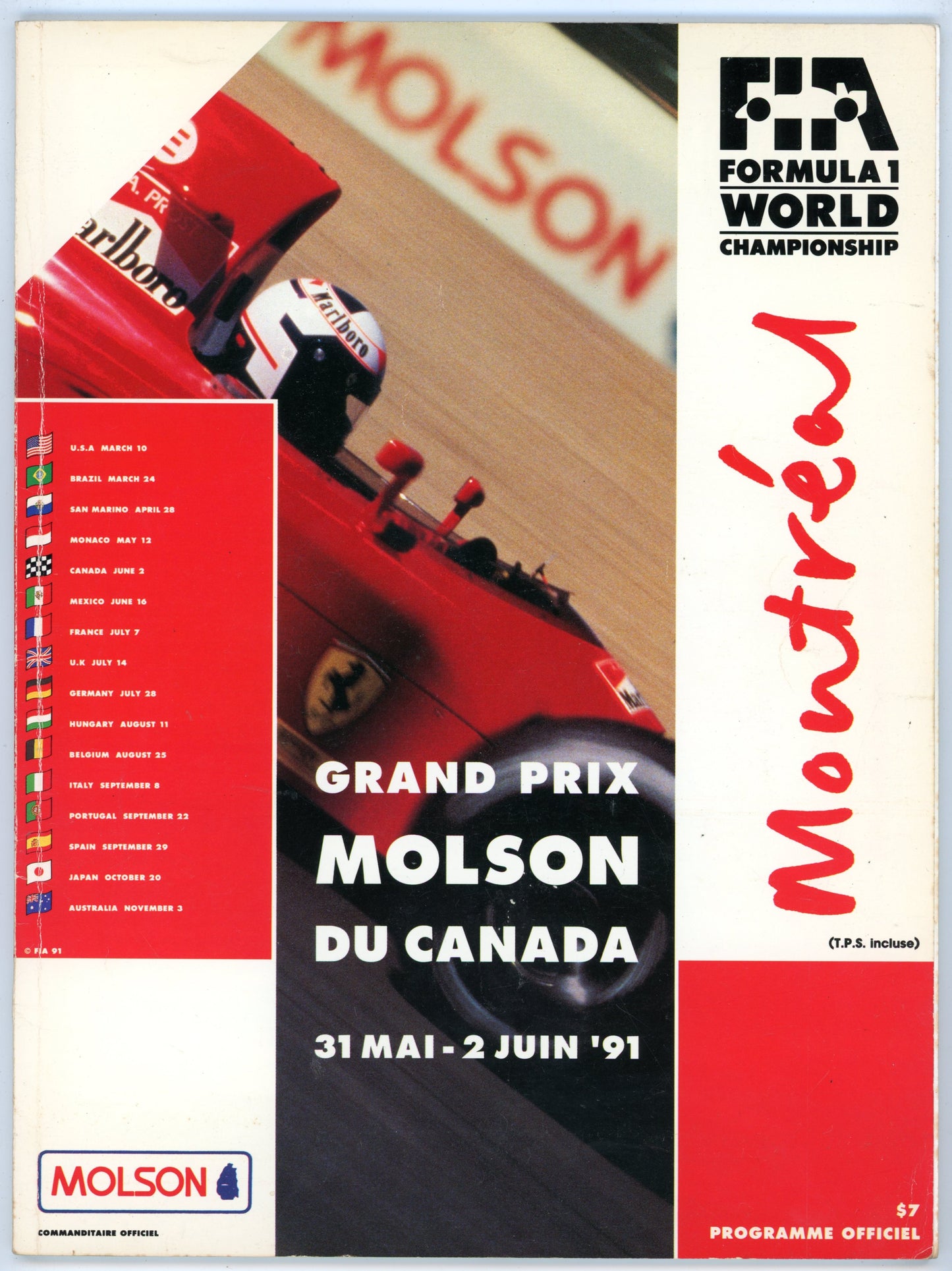 Formula 1 World Championship Vintage Official Racing Program (May 31-June 2, 1991) Grand Prix Molson du Canada Montreal